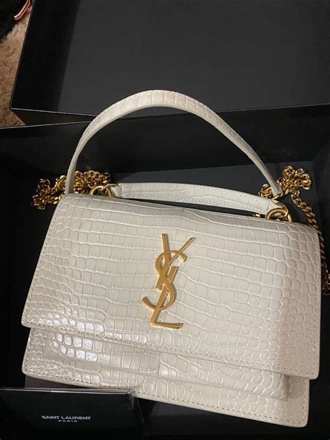 ysl crocodile bag white|SAINT LAURENT Sunset small croc.